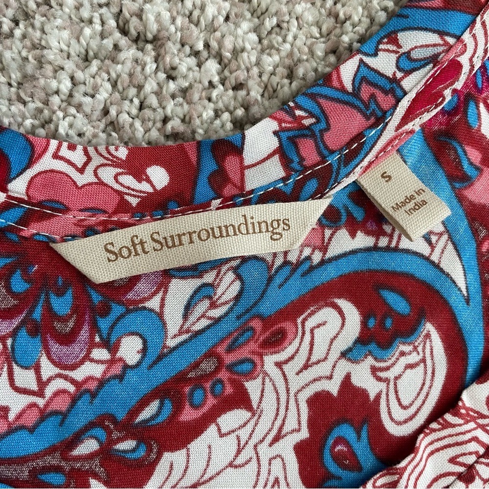 Soft Surroundings Red Blue Paisley Tiered Viscose Maxi Dress Small - Picture 5 of 14
